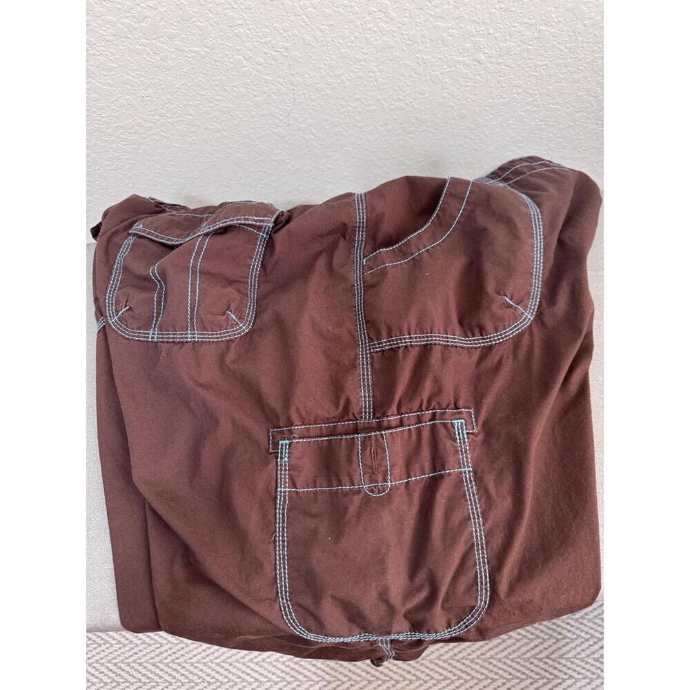 SB Active Women’s XL‎ Brown Cargo Capri Pants with Teal Contrast Stitching Y2K - Picture 9 of 9